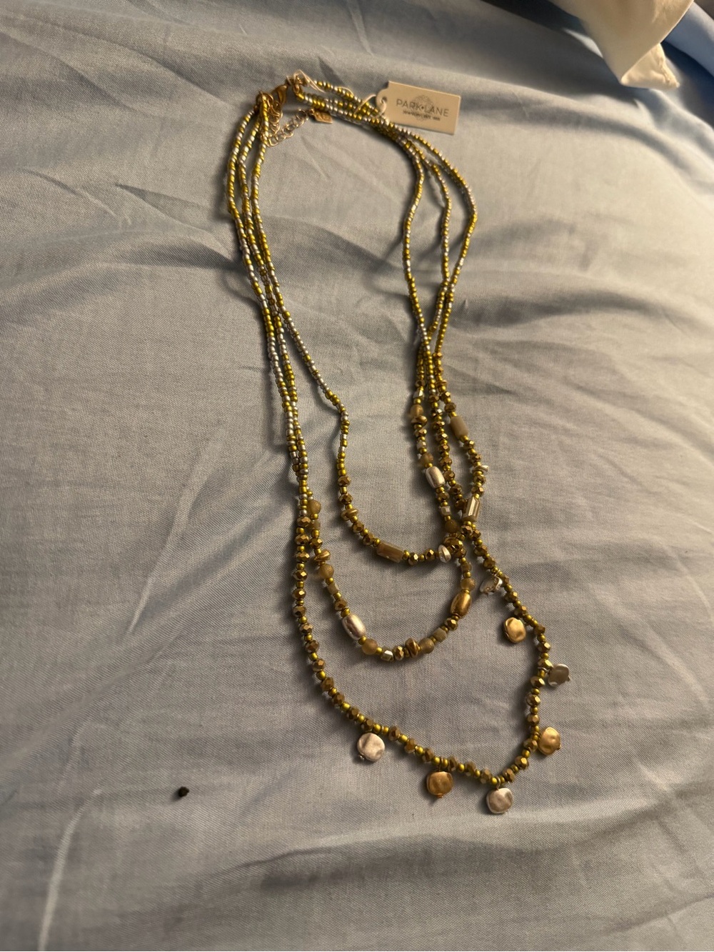 Park Lane Gold-Tone Layered Beaded Necklace with Disc Accents